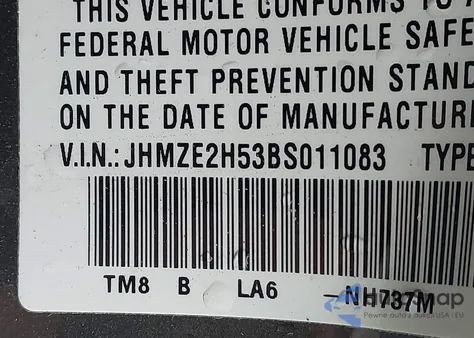 2011 Honda Insight Lx из США, поврежденный, VIN JHMZE2H53BS011083